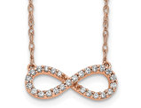 1/7 Carat (ctw) Diamond Infinity Necklace in 10K Rose Pink Gold with Chain